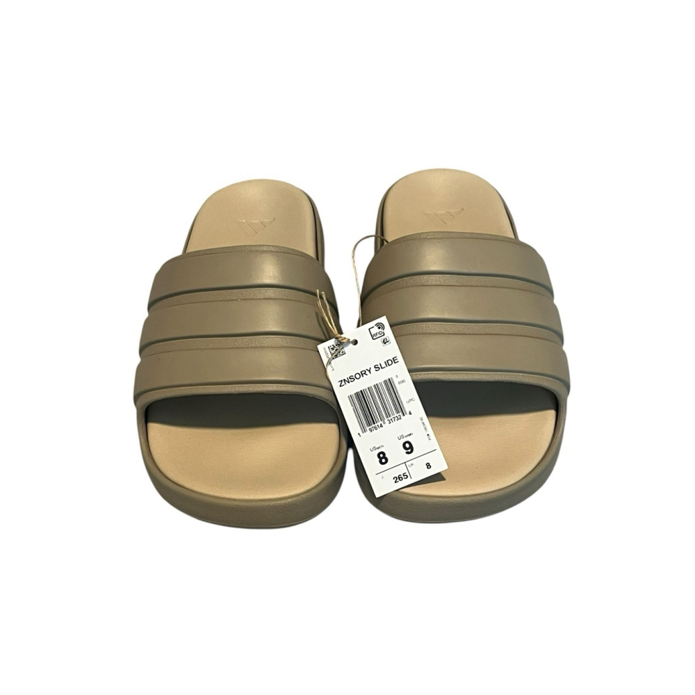 Adidas ZNSORY Slide Men's Size 8 Cloudfoam Brown 3 Stripe Sandals - Picture 2 of 9
